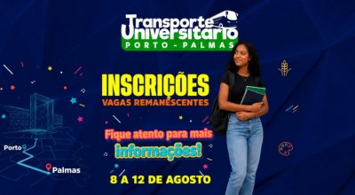 Prefeitura de Porto Nacional abre inscrições para vagas remanescentes do Transporte Universitário Porto-Palmas