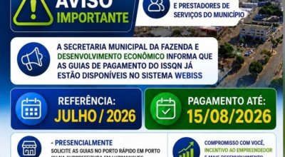Guias do ISSQN de julho já estão disponíveis para pagamento em Porto Nacional