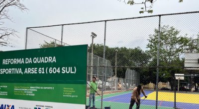 Quatro quadras poliesportivas de Palmas entram na reta final das obras de revitalização