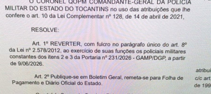 Comando da PM reverte agregação de coronéis. Como dizia Mestre Acácio: consequência não vem antes, mas depois. Em abril governo elevou de 23 para 34 número de coronéis. Sem previsão legal!! E sem orçamento!